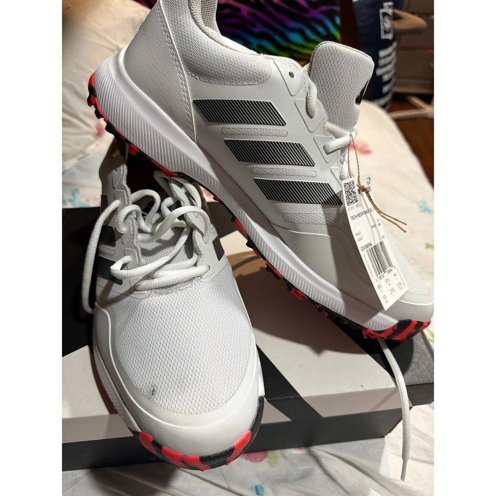 Adidas Mens Tech Response SL 3 Golf Shoes White Black Red GV6894 Size 10